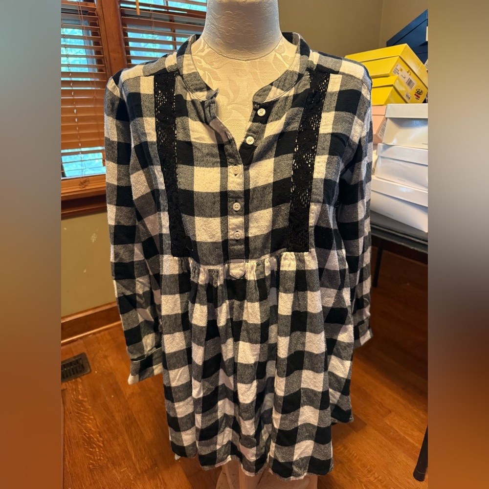 Wrangler Black and White Plaid Tunic
